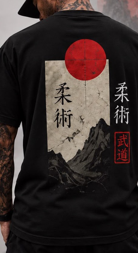 Camiseta ALVO streetwear kanji preta, costas