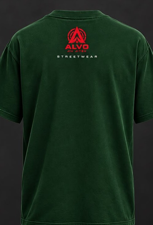 Camiseta ALVO streetwear de jiu-jitsu verde, costas