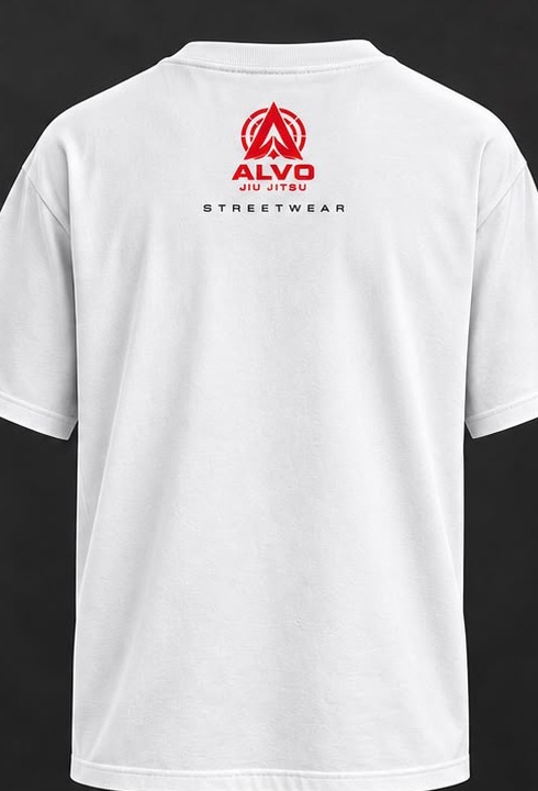 Camiseta ALVO streetwear de jiu-jitsu branca, costas