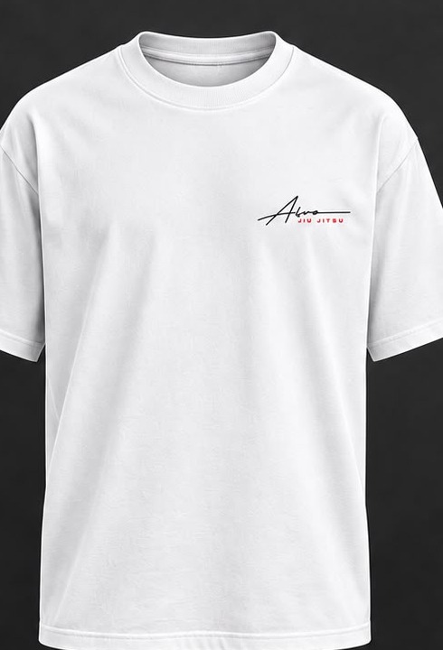Camiseta ALVO streetwear de jiu-jitsu branca, frente