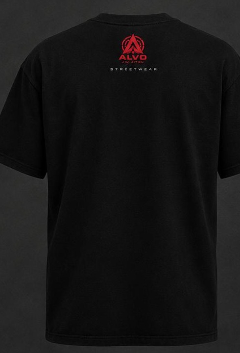 Camiseta ALVO streetwear de jiu-jitsu preta, costas